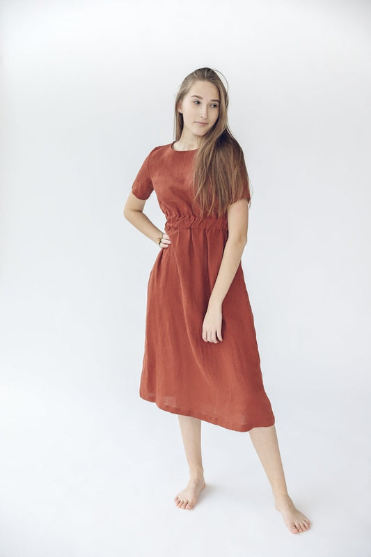 Langes Leinenkleid, weiches Leinenkleid für Frauen