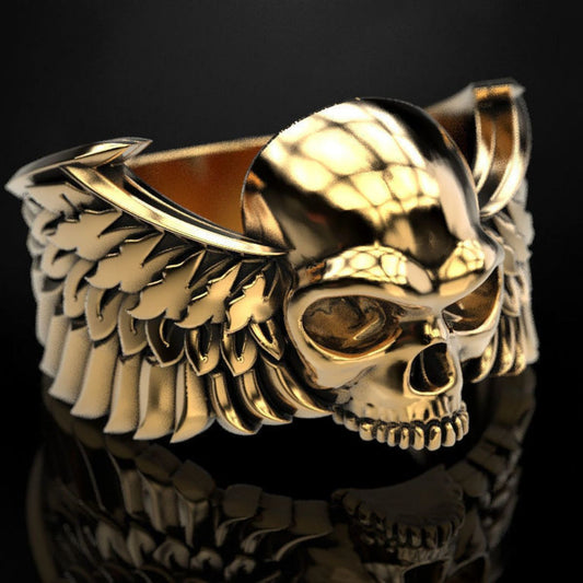 Goldener Totenkopfring (Silber)