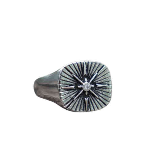 Bague Viking Boussole du Nord Argent
