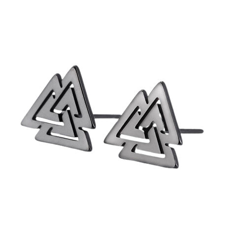 Boucle d'Oreille Viking Valknut noir