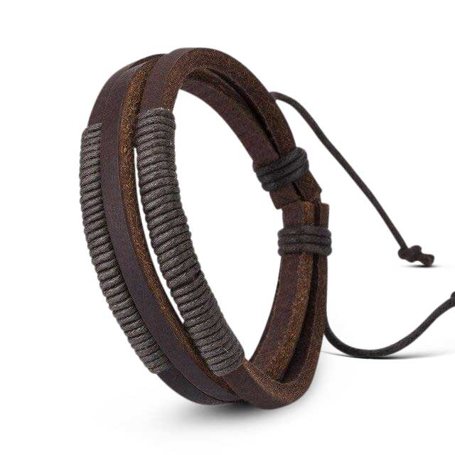 Bracelet Viking Cuir tressé brun renforcé