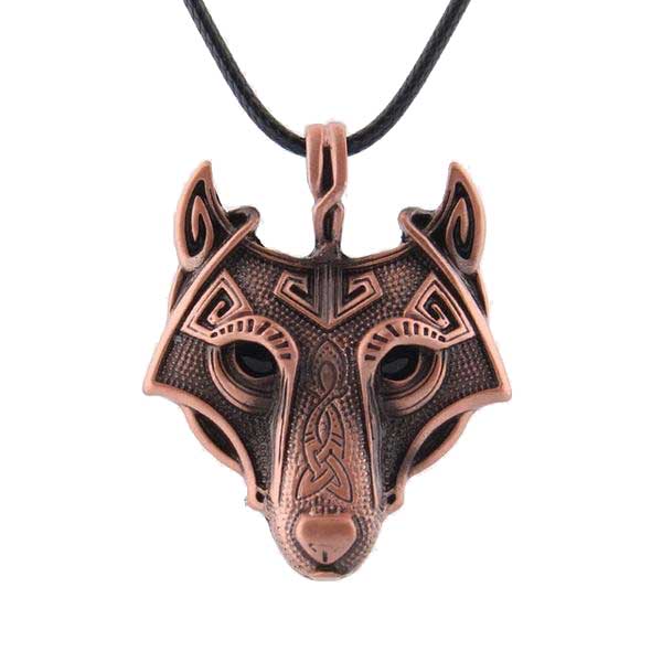 Collier Viking Loup Fenrir en bronze sur fond blanc