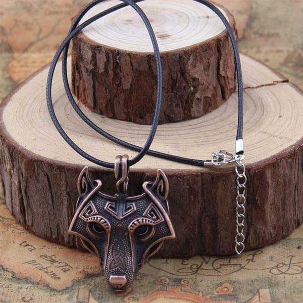 Collier Viking Loup Fenrir en bronze