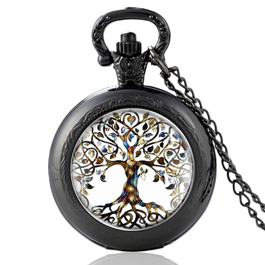 Montre à Gousset Viking Arbre de Vie modèle noire