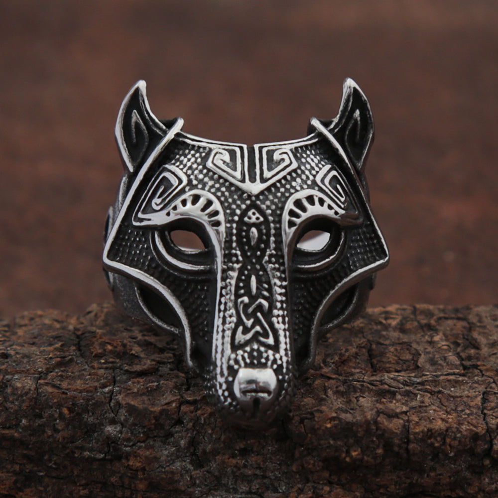 Bague loup acier