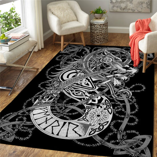 Fenrir Runic Viking Rug