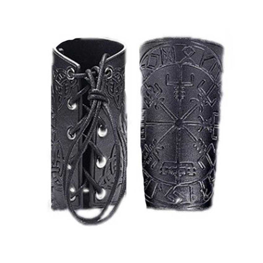 Manchette Viking en Cuir Vegvisir noir
