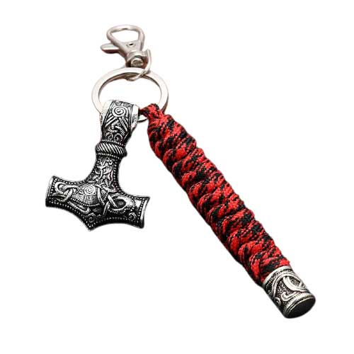 Porte-clé Viking Mjollnir rouge armée