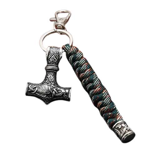 Porte-clé Viking Mjollnir vert armée