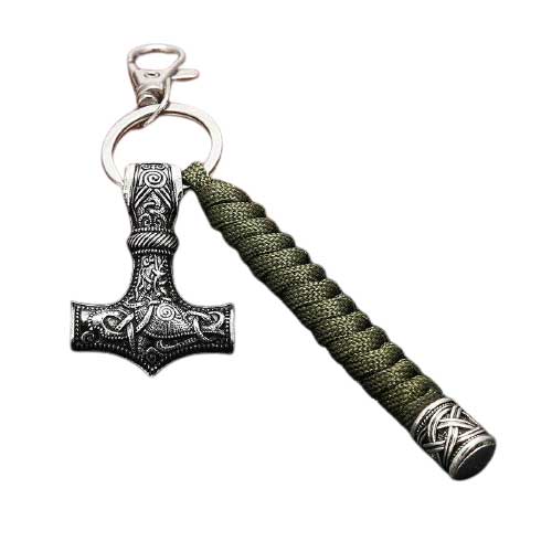 Porte-clé Viking Mjollnir vert sombre