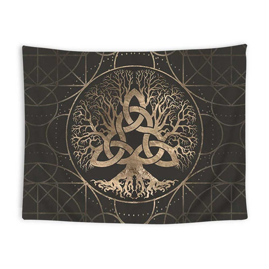 Tapis Mural Viking Arbre et Triquetra