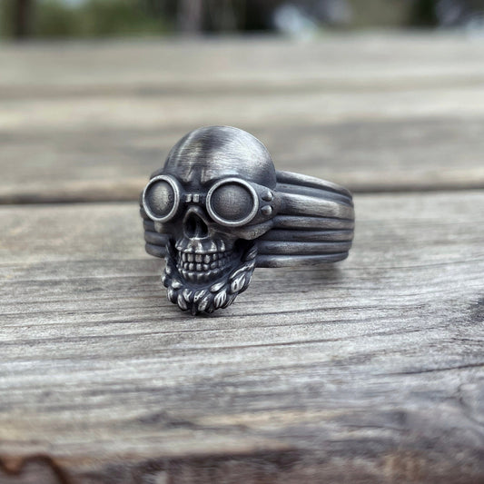 Bague Tête de Mort SteamPunk (Argent)