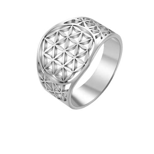 bague viking fleur argent