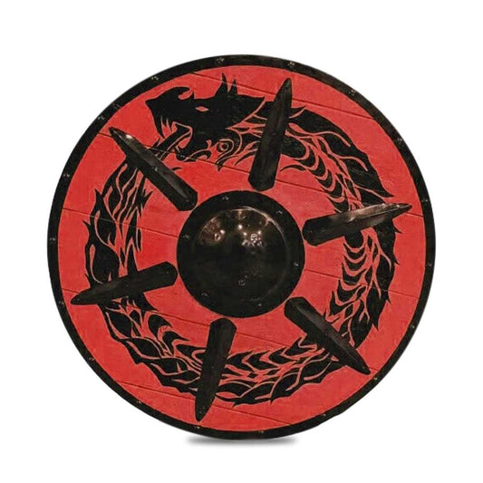 Bouclier Viking Ouroboros rouge