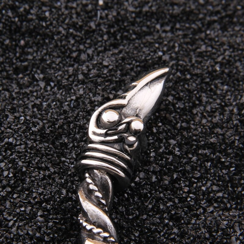 Bracelet Viking Hugin et Munin torsadé détails