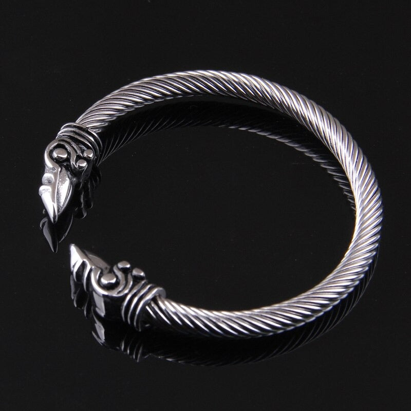 Bracelet Viking Hugin et Munin de côté