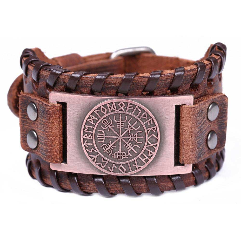bracelet viking homme cuir bronze