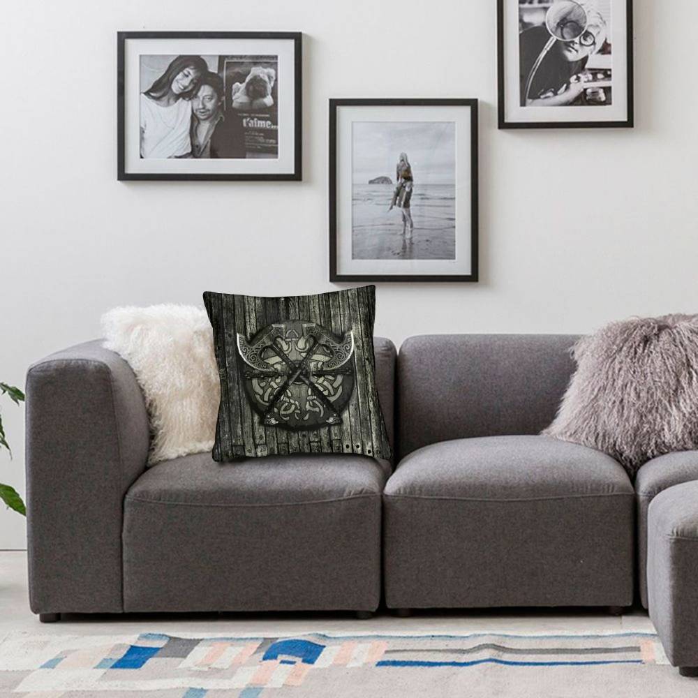 coussin viking haches de guerre avec fond