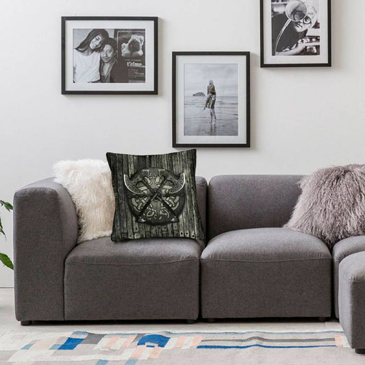 coussin viking haches de guerre avec fond