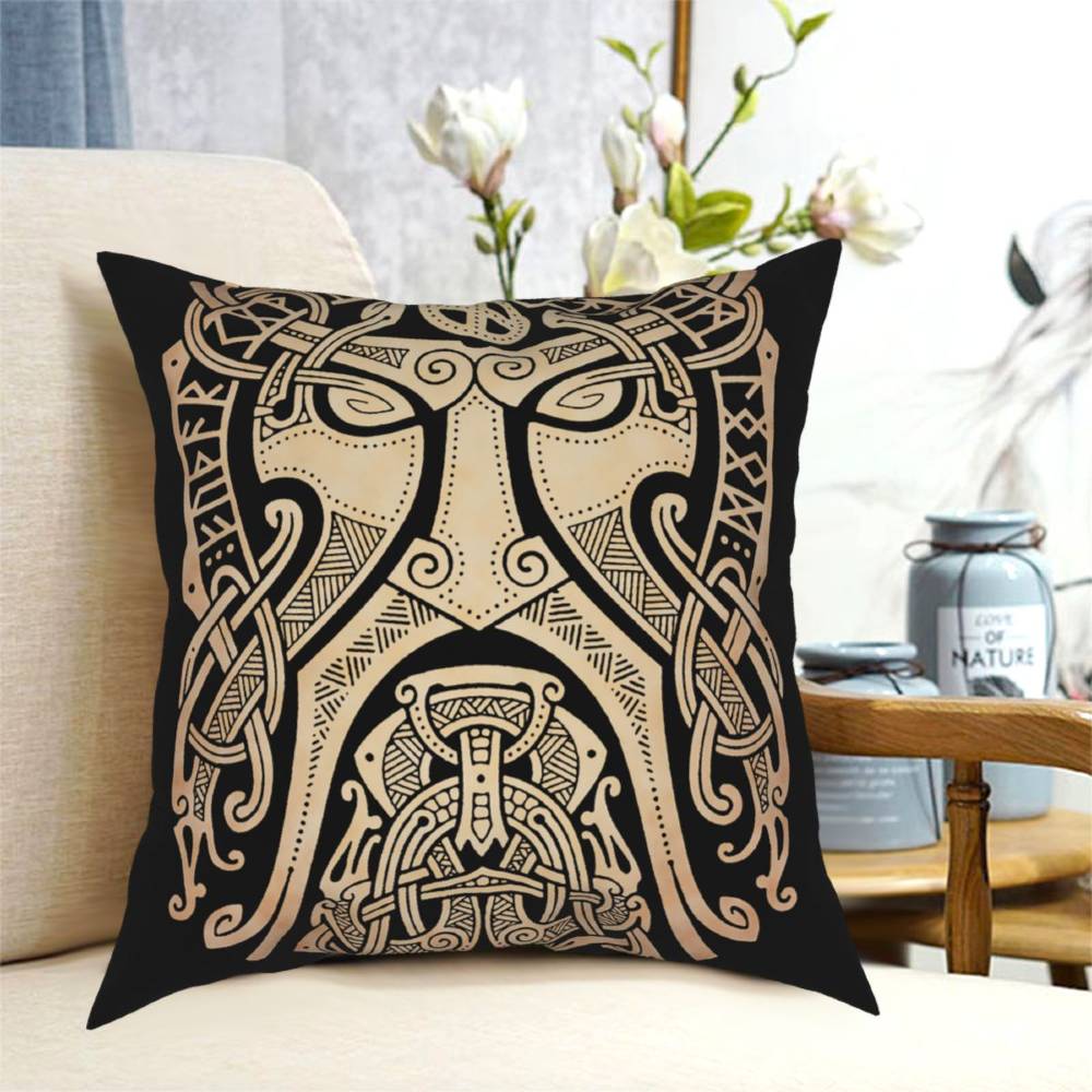 coussin viking masque de thor avec fond