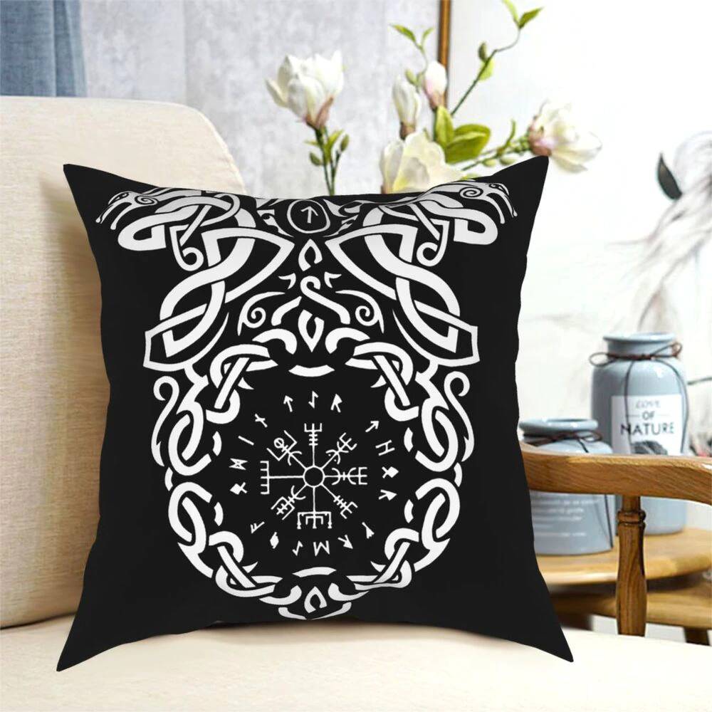 coussin viking noeud nordique avec fond