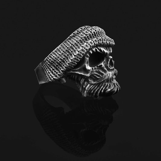 Bärtiger Schädelring (Silber)