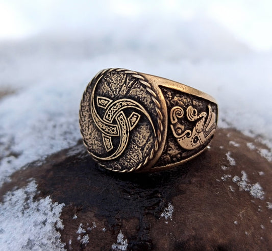 Odin's Triple Horn Viking Ring