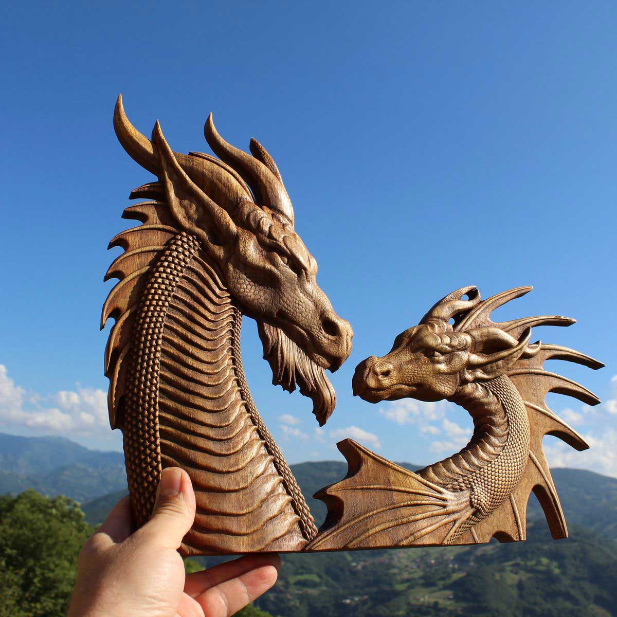 Décoration Murale Dragons en bois Famille