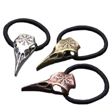 Élastique à cheveux viking Tête de Corbeau