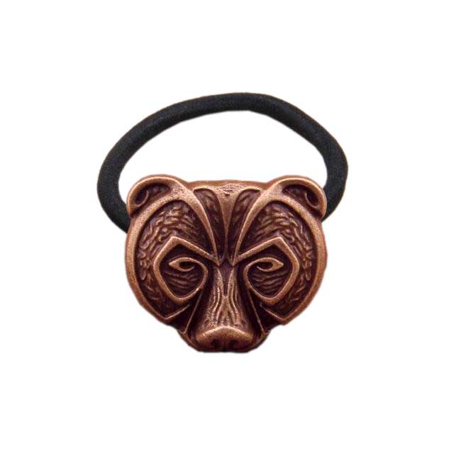 Élastique à cheveux viking tête d'ours bronze