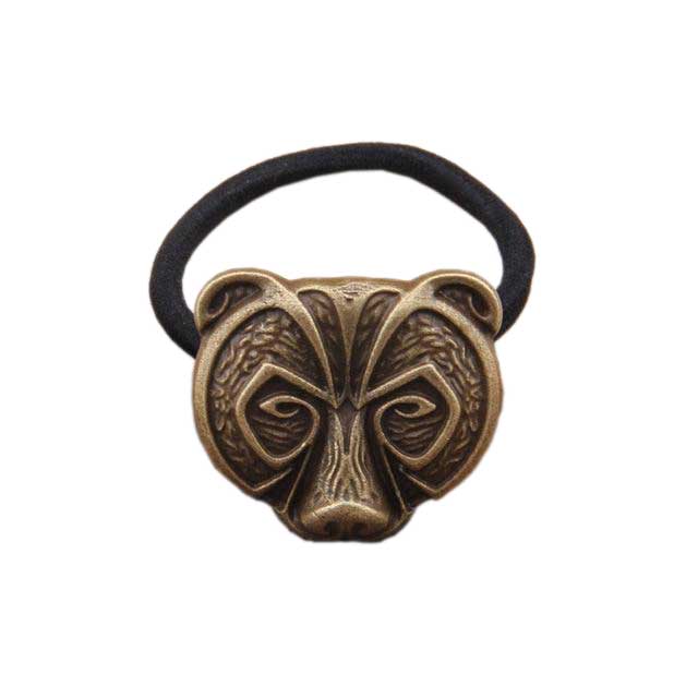 Élastique à cheveux viking tête d'ours or