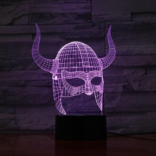 Lampe Viking 3D Casque à Cornes Rose