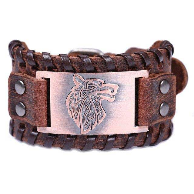 manchette cuir viking bronze