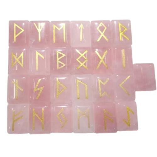 pierre viking runes quartz rose