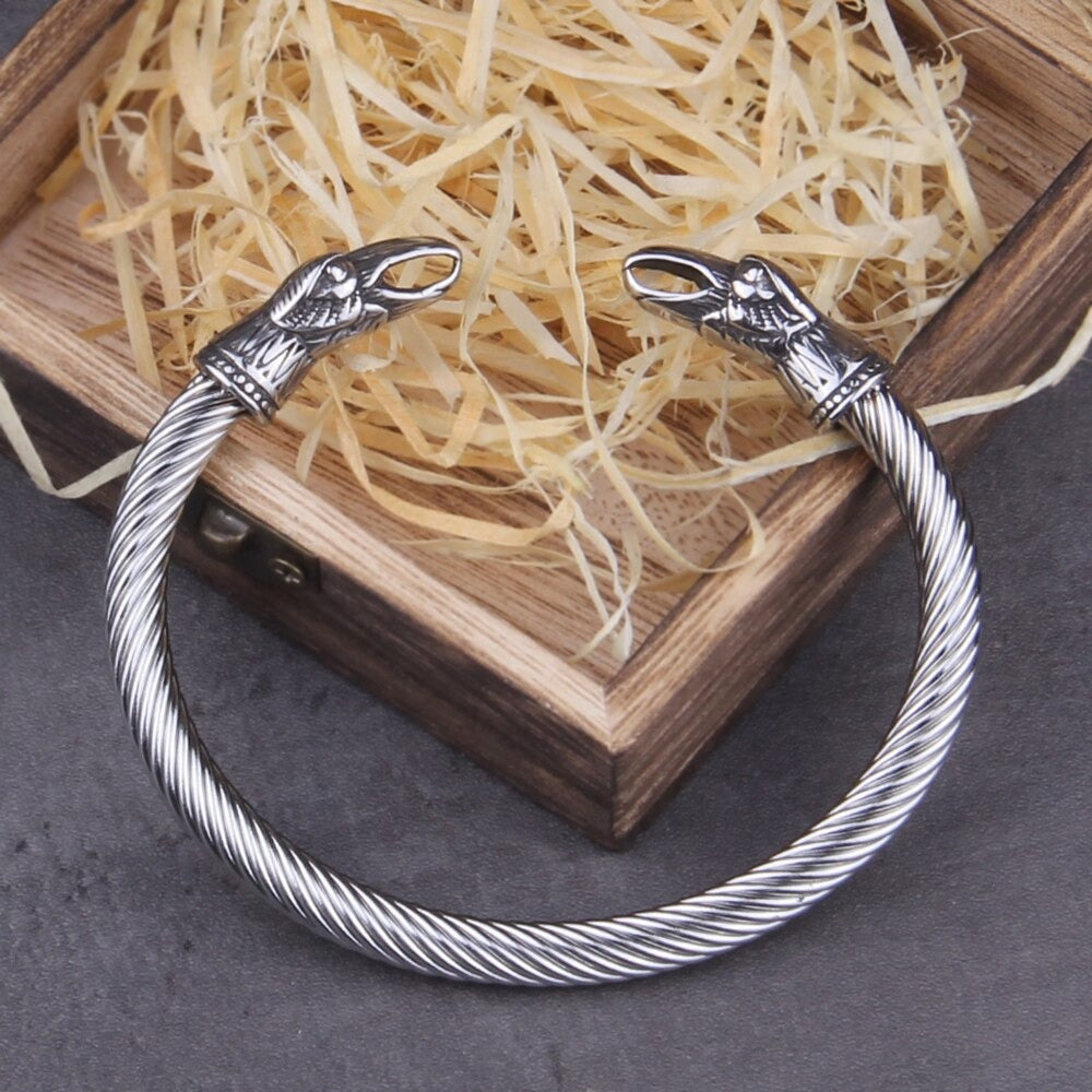 Bracelet Viking Hugin et Munin bec ouvert