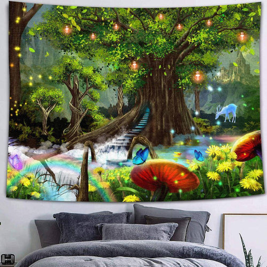 Tapis mural viking forêt enchantée avec fond