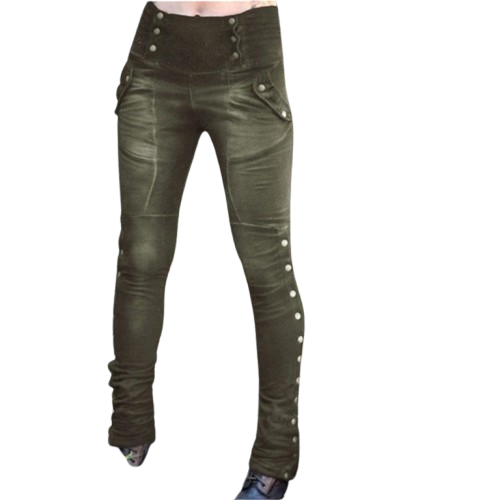 Pantalon viking femme moulant vert