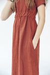 Robe longue en lin, robe en lin doux pour femme