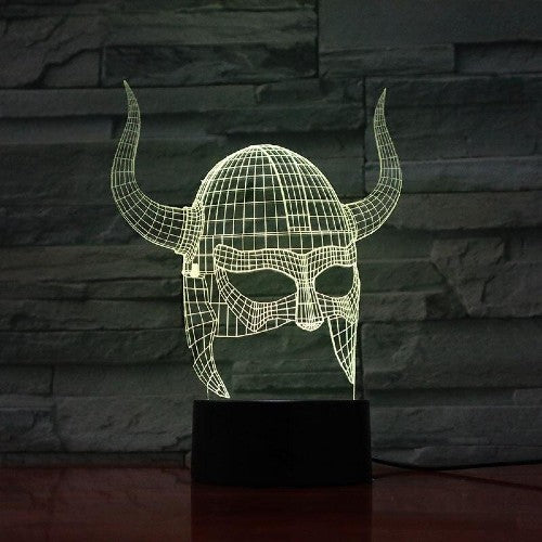 Lampe Viking 3D Casque à Cornes Jaune